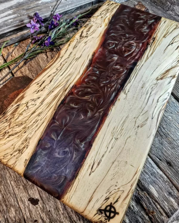 Sweet Gum Mink Metallic Epoxy Serving Tray with Finger Holds