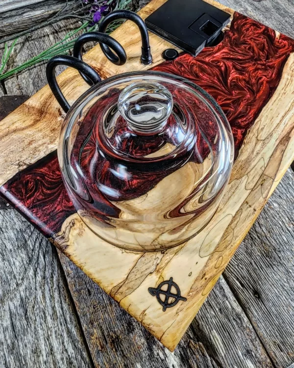 Spalted Maple Infused Grain with Black Textured Hardware and Deep-Red Metallic River - Image 3