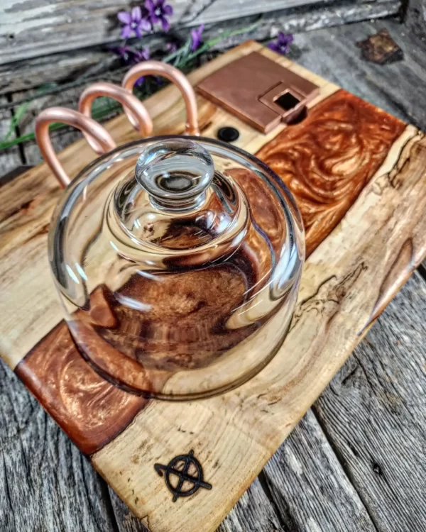 Spalted Maple Infused Grain with Copper Epoxy River and Copper Hardware