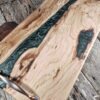 Pecan Serving Tray with Metallic Emerald Green River and Fills